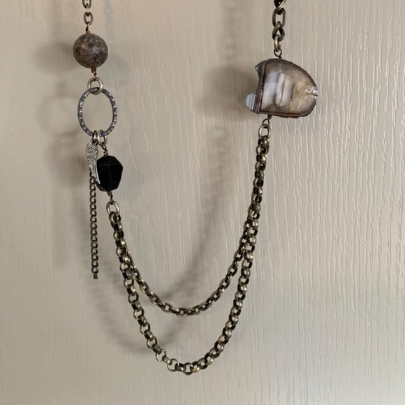 Unique Statement necklace w/ semi precious stones - Picture 7 of 9